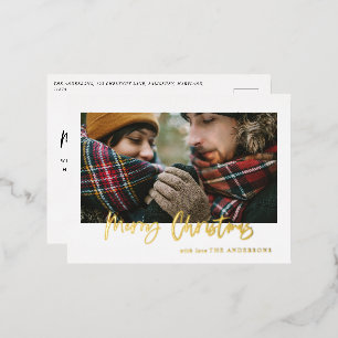 merry christmas photo foil holiday postcard