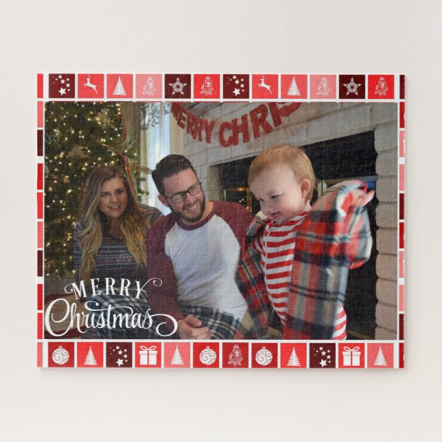 Merry Christmas Photo Gift Jigsaw Puzzle Template (Horizontal)