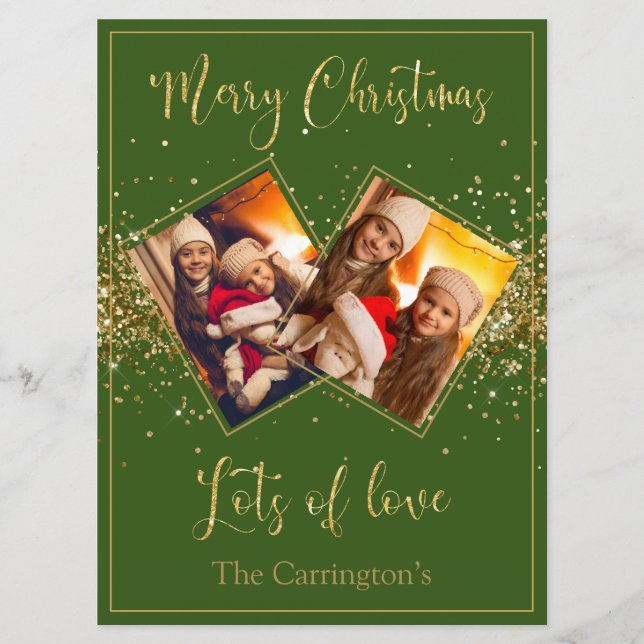 Merry Christmas Photo Gold Glitter Script Holiday (Front)