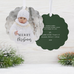 Merry Christmas Photo Green Holiday Tree Decoration Card
