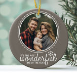 Merry Christmas - Photo Greeting Card Template Ceramic Tree Decoration<br><div class="desc">It's the most wonderful time of the year! A simple and modern holiday design that highlights your photos. If you have any problems with your pictures or text,  click on the customise button and you will be able to move things around and make changes.</div>