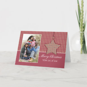 Merry Christmas Photo Greeting Card With Hanging S