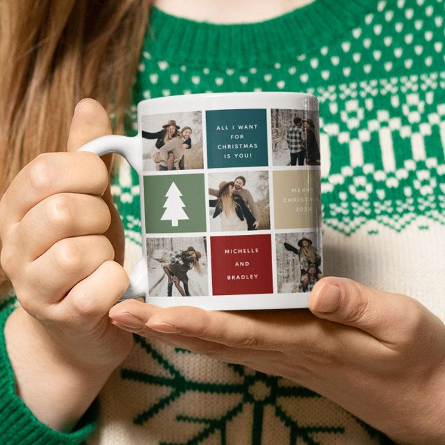 Merry Christmas Photo Grid Couples Coffee Mug (Creator Uploaded)