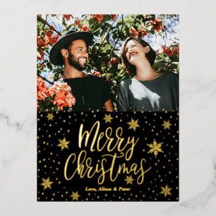 Merry Christmas Photo Hoilday Greeting Foil Holi Foil Holiday Postcard