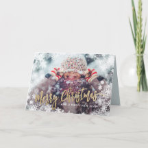 Merry Christmas Photo Holiday Card Snow