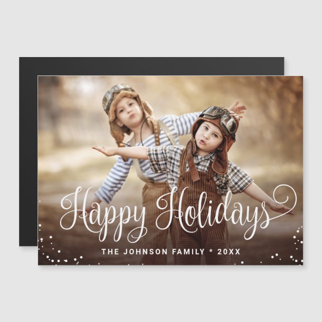 Merry Christmas PHOTO Holiday Magnetic Card (Front/Back)