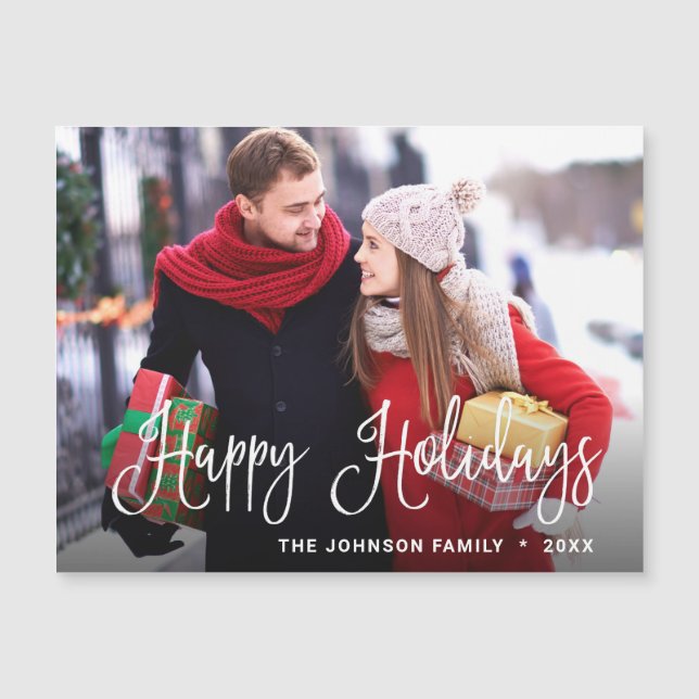 Merry Christmas PHOTO Holiday Magnetic Card (Front)