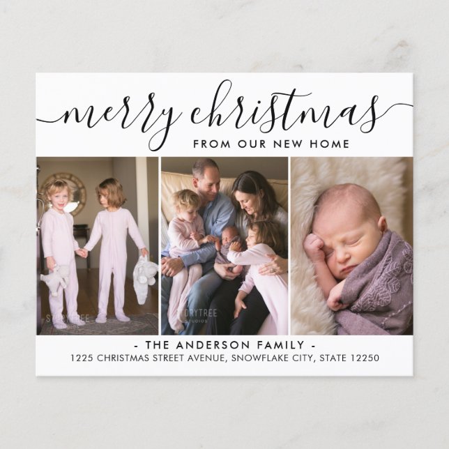 Merry Christmas Photo Holiday Moving Announcement (Front)