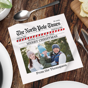 Merry Christmas Photo Holiday Party Whimsical News Napkin