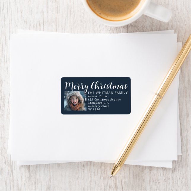 Merry Christmas Photo Holiday Return Address Label (Insitu)