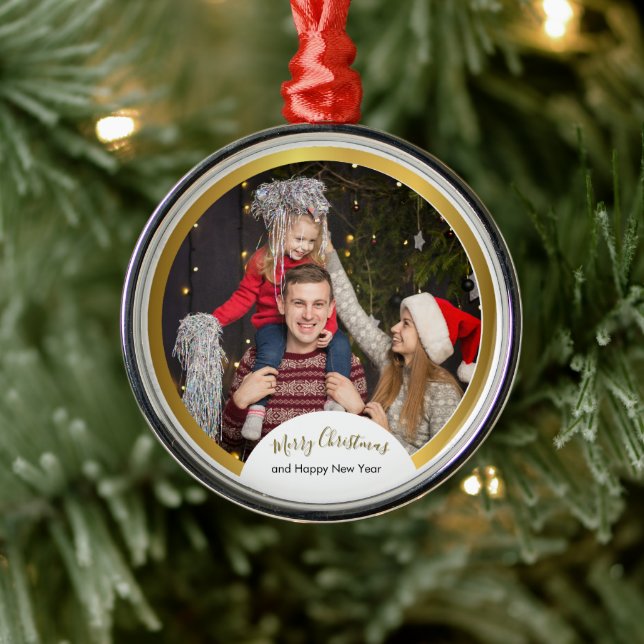 Merry Christmas  Photo Holidays  Metal Ornament (Tree)