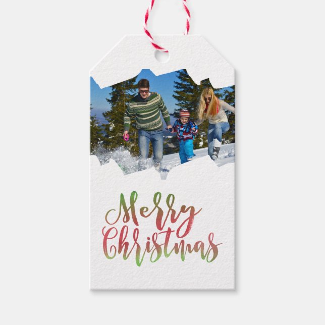 Merry Christmas Photo Illustrated Gift Tags (Front)