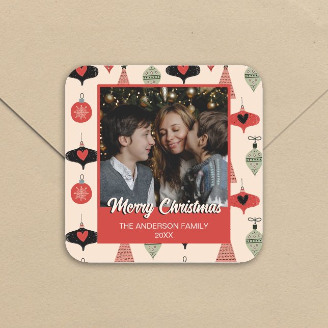 Merry Christmas Photo Mid Century Modern Sticker (Creator Uploaded)