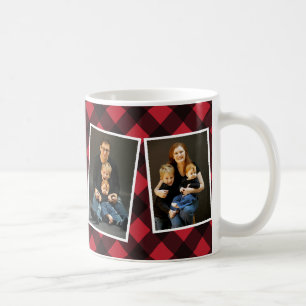 Merry Christmas Photo Mug Red Buffalo Check