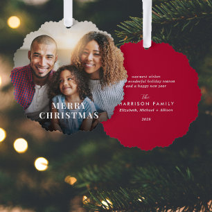 Merry Christmas Photo Overlay Holiday Tree Decoration Card