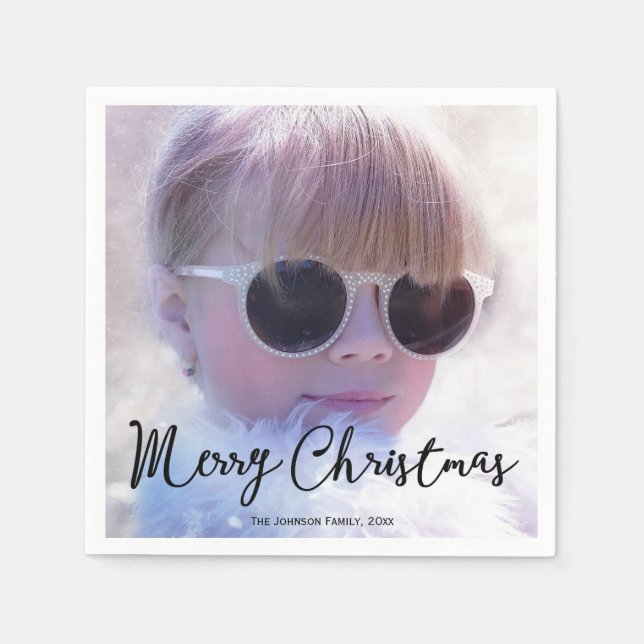 Merry Christmas Photo Paper Napkins (Front)