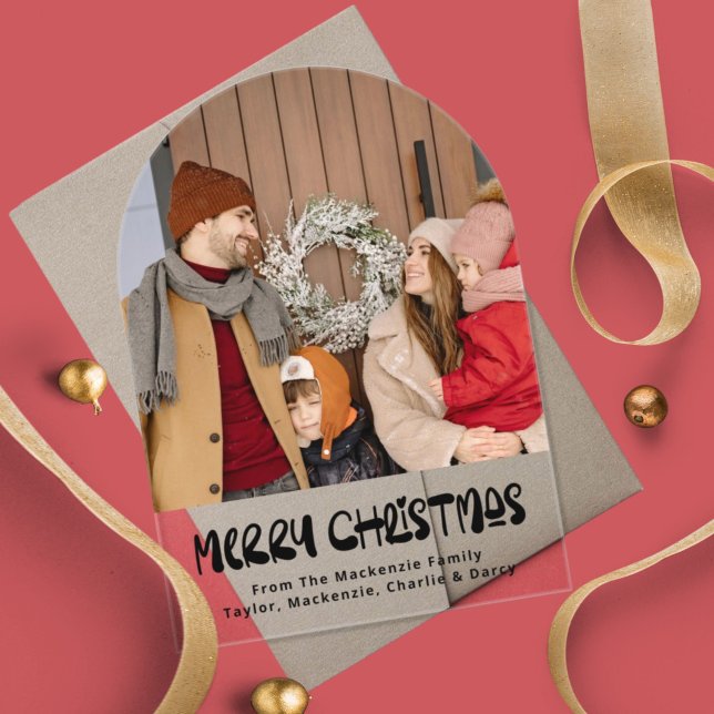 Merry Christmas Photo Personalised Card Acrylic Invitations (Merry Christmas Photo Personalized Card Acrylic holiday card by Ricaso. add own photo and text)
