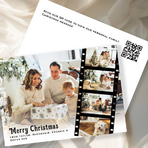 Merry Christmas Photo Personalised Film Strip QR Holiday Card