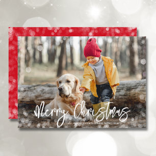Merry Christmas Photo Red Holiday Card