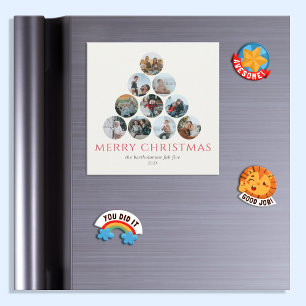 Merry Christmas Photo Red Refrigerator Magnet