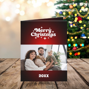 Merry Christmas photo red white year in review Holiday Card