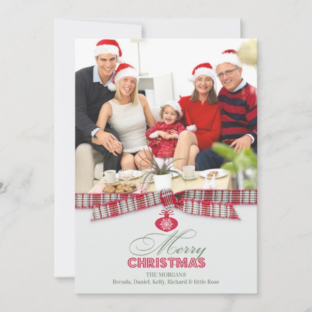 Merry Christmas Photo Ribbon Card (Front)