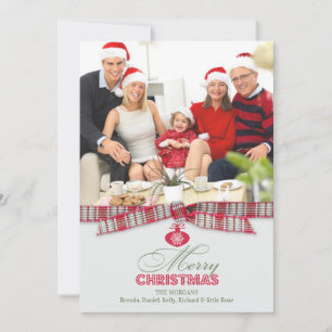 Merry Christmas Photo Ribbon Flat Card