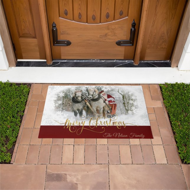 Merry Christmas Photo Santa Design Doormat (Outdoor)