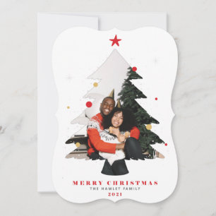 Merry Christmas Photo Tree Flat Holiday Card