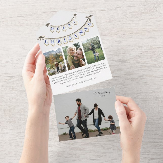 Merry Christmas Photo Tri-fold All in One Card  (Tearaway)