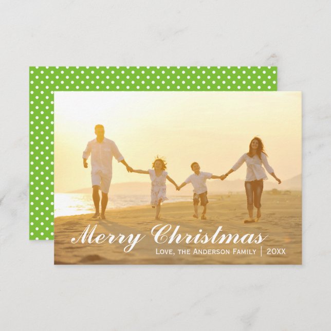 Merry Christmas Photo w/Green Dots - 3x5 Card (Front/Back)