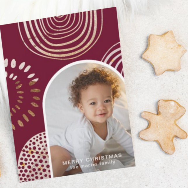 Merry Christmas Photo with Message Burgundy Holiday Card (Creator Uploaded)