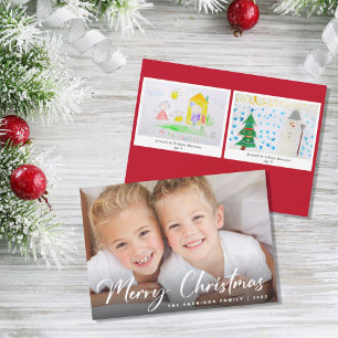 Merry Christmas Photo Your Childrens Artwork Holiday Card