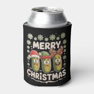 Merry Christmas Pickle Lover Xmas Lights Ugly Can Cooler
