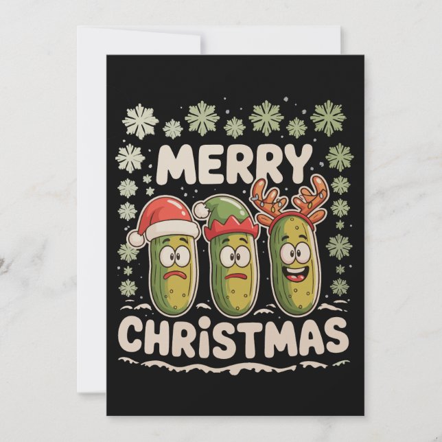 Merry Christmas Pickle Lover Xmas Lights Ugly Holiday Card (Front)