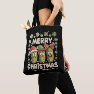 Merry Christmas Pickle Lover Xmas Lights Ugly Tote Bag