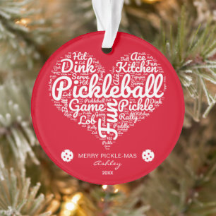 Merry Christmas Pickleball Word Art Personalised Ornament
