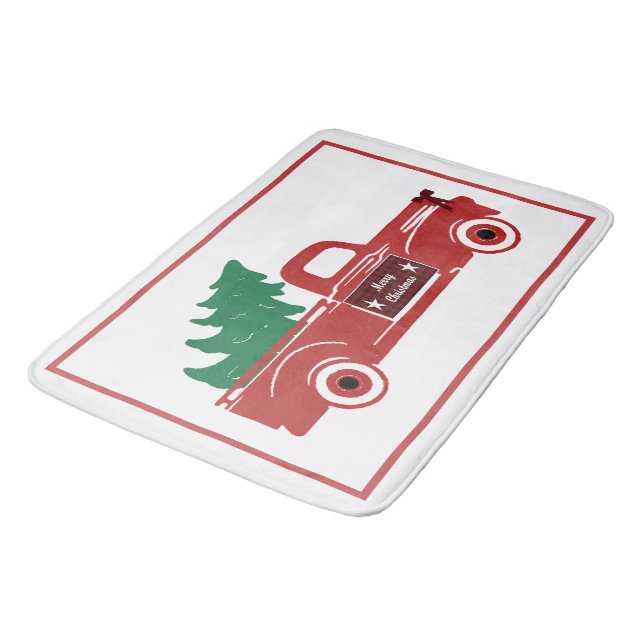 Merry Christmas pickup and tree Bath Mat (Angled)
