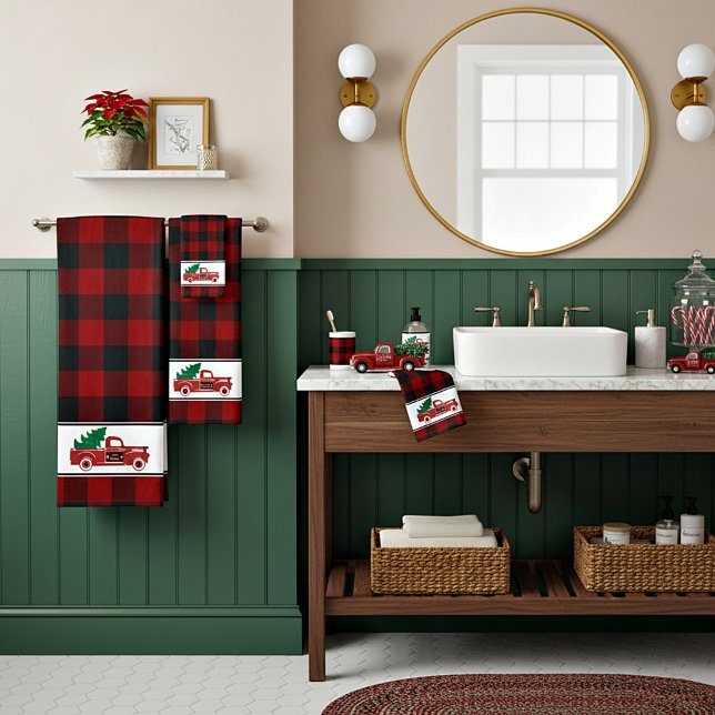 Merry Christmas pickup and tree Bath Towel Set (Creator Uploaded)