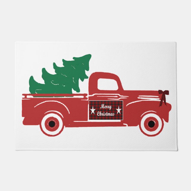 Merry Christmas pickup and tree Doormat (Front)