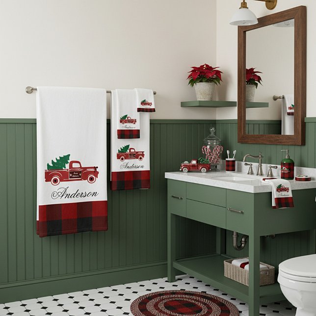 Merry Christmas pickup and tree personalised Bath Towel Set (Creator Uploaded)
