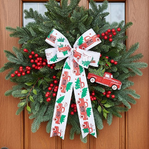 Merry Christmas pickup and tree Satin Ribbon