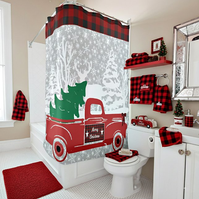 Merry Christmas pickup and tree Shower Curtain (Creator Uploaded)