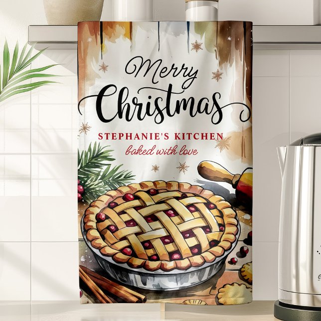 Merry Christmas Pie Baking Personalised Tea Towel (Creator Uploaded)