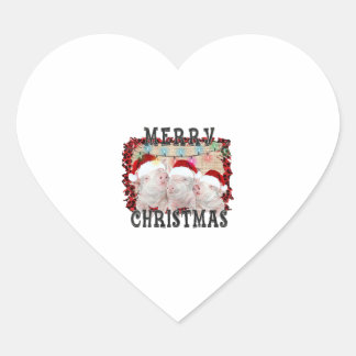Merry Christmas Pig Heart Sticker