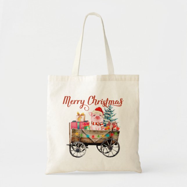 Merry Christmas Pig Tote (Front)