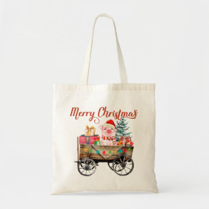Merry Christmas Pig Tote Bag