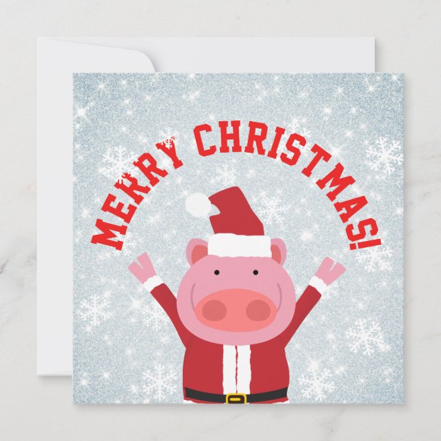 Merry Christmas Piglet Holiday Card (Front)