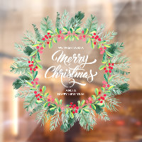 Merry Christmas Pine Berries Wreath