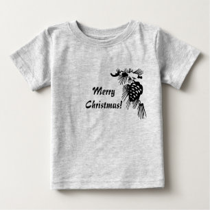 Merry Christmas Pine Cone Black and White Shirt